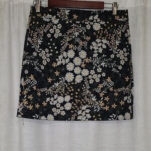 LOFT Beautiful Jacquard Skirt with Daisy Details Sz 6P